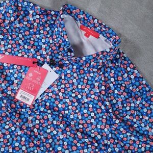 Redvanly‎ Marine Polo Shirt Mens Small Navy Blue Floral Performance Golf Stretch
